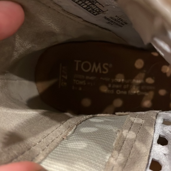 TOMS Basketweave Majorca Leather Peep-toe Bootie Dove white side zip size 7.5 - Picture 8 of 8